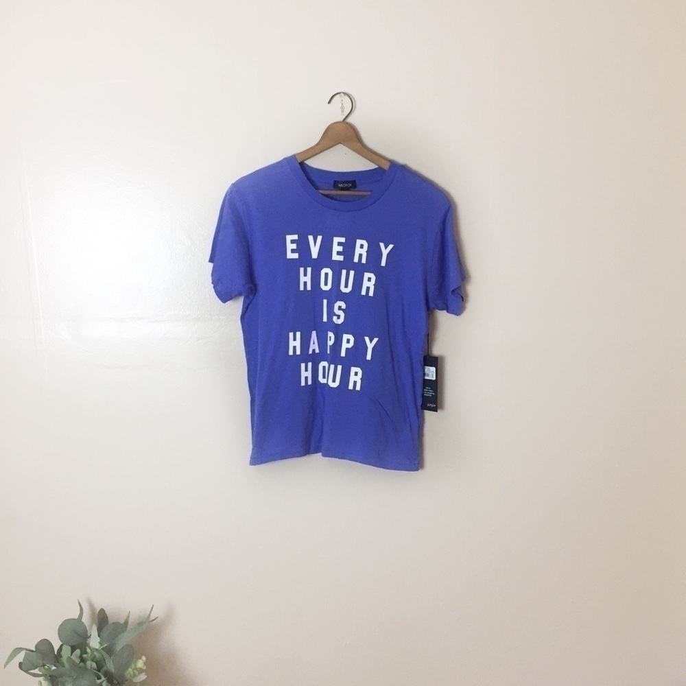 [Wildfox] Small Blue Distressed Happy Hour T-shirt